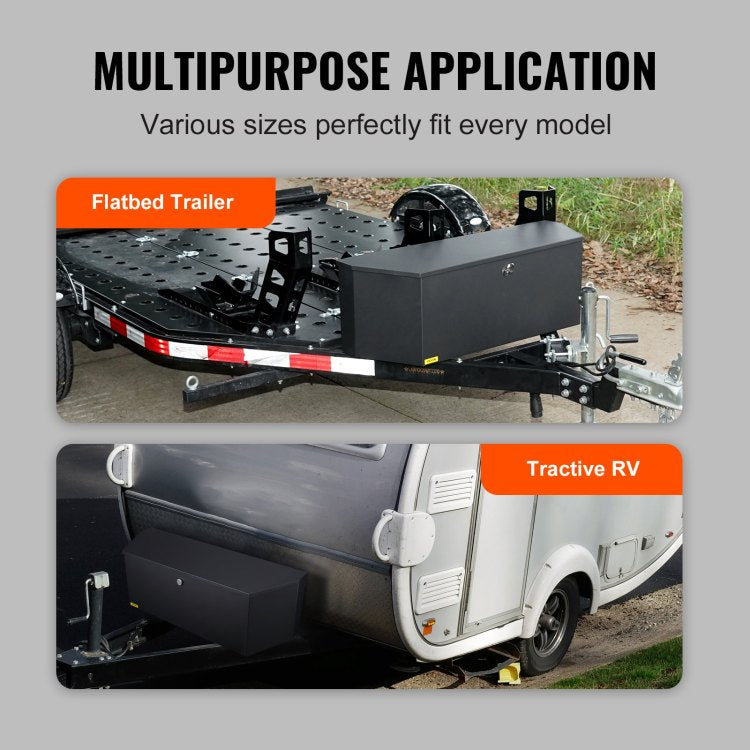 Trailer Tongue Box, Carbon Steel Tongue Box Tool Chest, Heavy Duty Trailer Box Storage With Lock And Keys, Utility Trailer Tongue Tool Box For Pickup Truck Bed, Rv Trailer, 36"X12"X12"