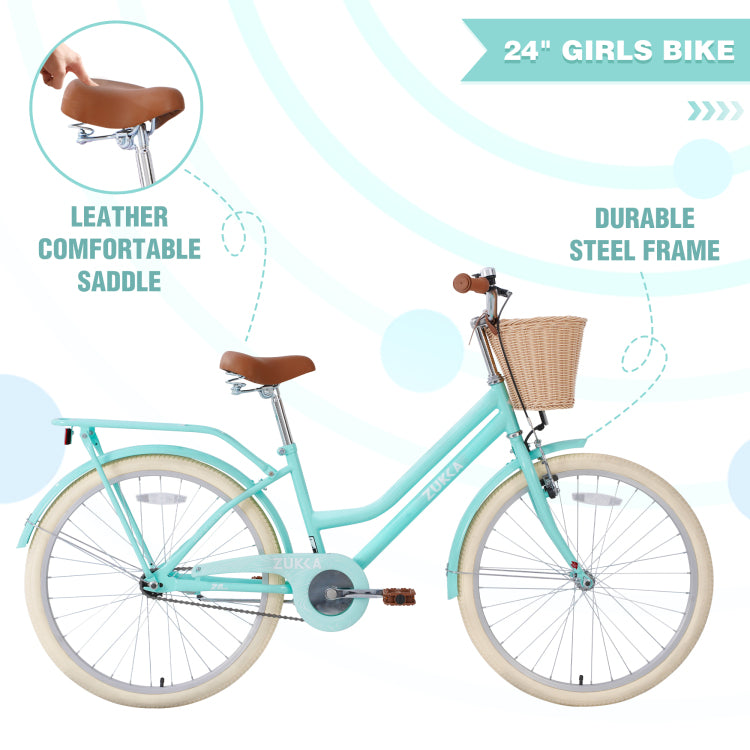 Steel Frame,Multiple Colors, For 10 Years Old Girls Bike,24 Inch Wheel