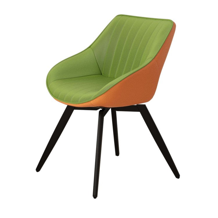 A Set Of 2 Dining Chairs, Medieval Modern Kitchen Dining Chair, Pu Decorative Chairs With Black Metal Legs, Suitable For Home&Kitchen Green And Orange