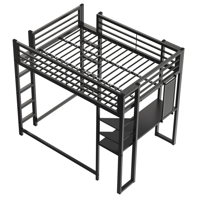 Loft Bed With Desk, Metal Loft Bed Full Size, Full Loft Bed Frame With Desk And Storage Compatible With Boys Girls Teens, Black Bedroom Bed Frame