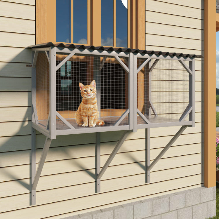 Cat Catio, Cat Window Perch For Large Indoor Cats For Sunbathing, Napping & Overlooking, Wooden Cat Window Hammock For Safely Enjoying The Outdoor Sights Scents And Sounds