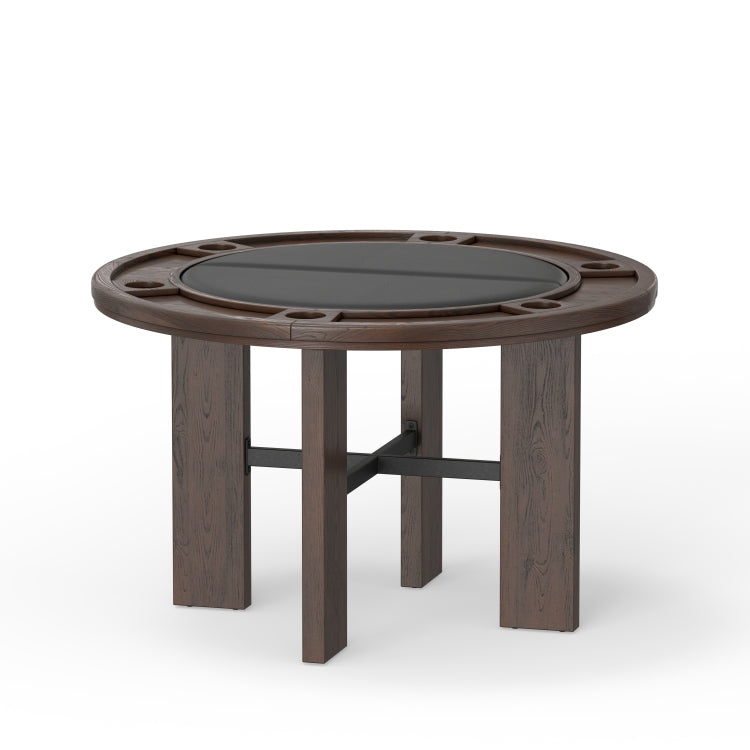 Gorman Dining And Game Table In Walnut Finish With Black Faux Leather Insert