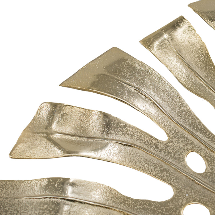 24.8X17.3X2" Gold Monstera Leaf Wall D Cor