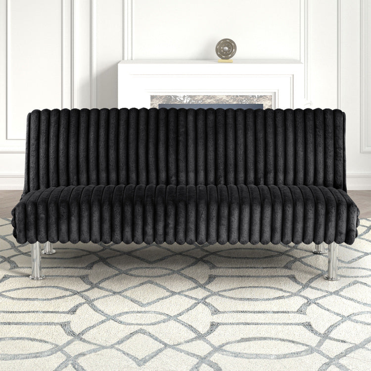 Contemporary Style Metal Base Legs Convert Into Bed With Extra Support Metal Legs Black Finish