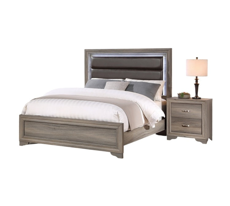 Modern 1Pc Nightstand Wooden Bedside Table 2 Drawers Bedroom Furniture