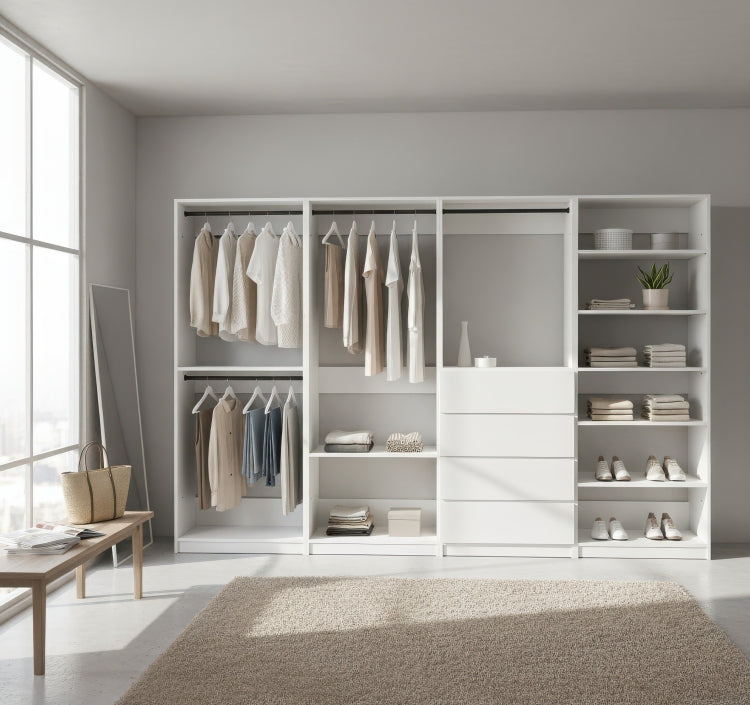 Prosper White Freestanding Walk In Wood Closet System