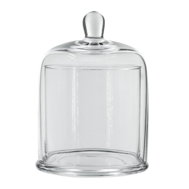 Set Of 2 Large Glass Serving Platters With Dome And Finial Handle, Clear
