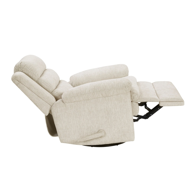 Glider Swivel Recliner Chair Beige Microfiber Upholstery Plywood Frame Durable Plush Comfort Living Room Furniture 1Pc