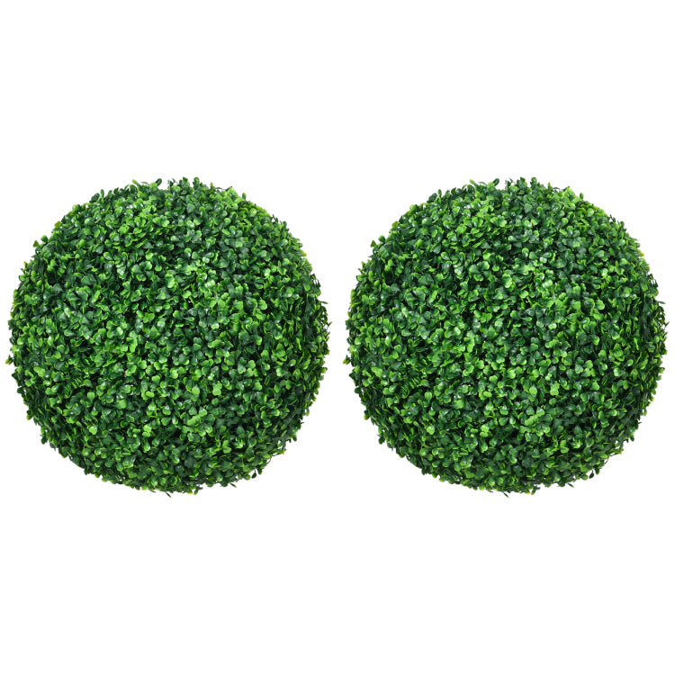 Homcom Set Of 2 15.75 Inch Artificial Ball Boxwood Topiary Trees Balls, Indoor Outdoor Fake Plants For Home, Office & Living Room Decor
