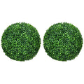 Homcom Set Of 2 15.75 Inch Artificial Ball Boxwood Topiary Trees Balls, Indoor Outdoor Fake Plants For Home, Office & Living Room Decor