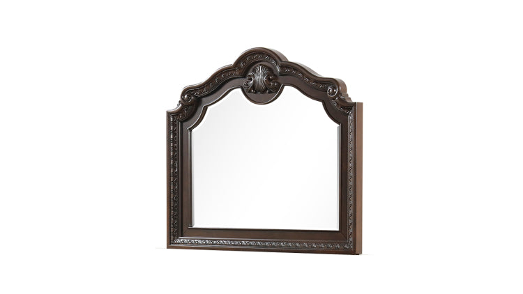 Traditional Style Mirror Made With Wood Frame In Walnut