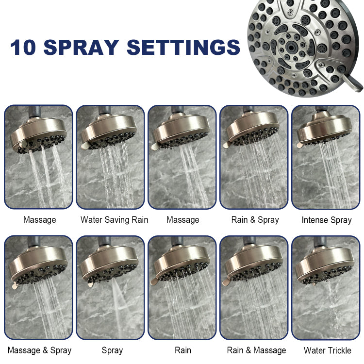 High Pressure Rain Shower Head With 10 Spray Modes, 4.7 Inch Fixed Bathroom Rainfall Showerhead With Adjustable Swivel Ball Joint, Bathroom Accessories