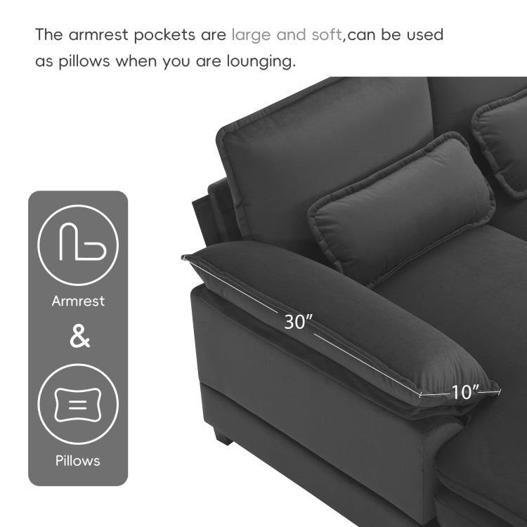 109.8*55.9" Modern U Shaped Sectional Sofa With Waist Pillows,6 Seat Upholstered Symmetrical Sofa Furniture,Sleeper Sofa Couch With Chaise Lounge For Living Room,Apartment,5 Color