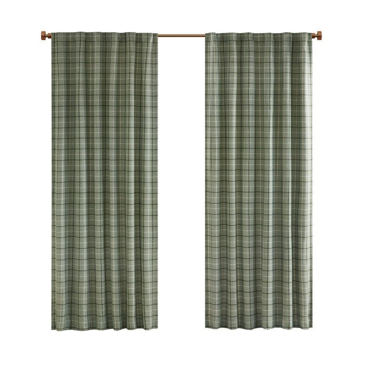 Plaid Faux Leather Tab Top Curtain Panel With Fleece Lining Only 1 Pc Curtain Panel