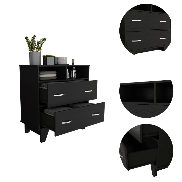 Portobelo Two Drawer Dresser, Two Shelves, Superior Top, Four Legs