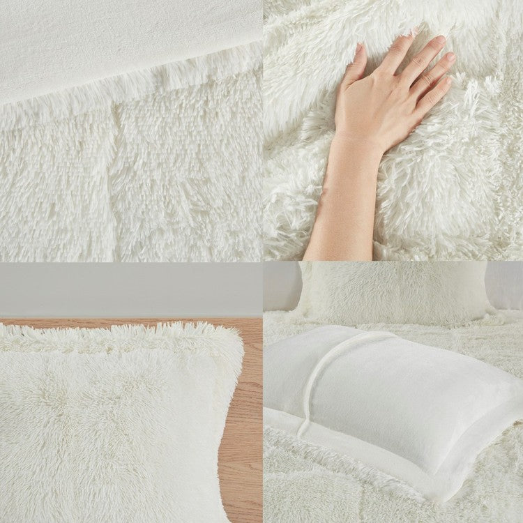 Twin Twin Xl Shaggy Long Fur Comforter Mini Set