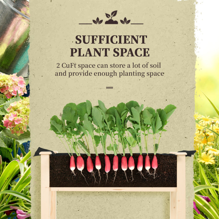 Outsunny Raised Garden Bed With Legs, 34" X 18" X 30", Elevated Wooden Planter Box, Self Draining With Bed Liner For Vegetables, Herbs, And Flowers Backyard, Patio, Balcony Use, Natural
