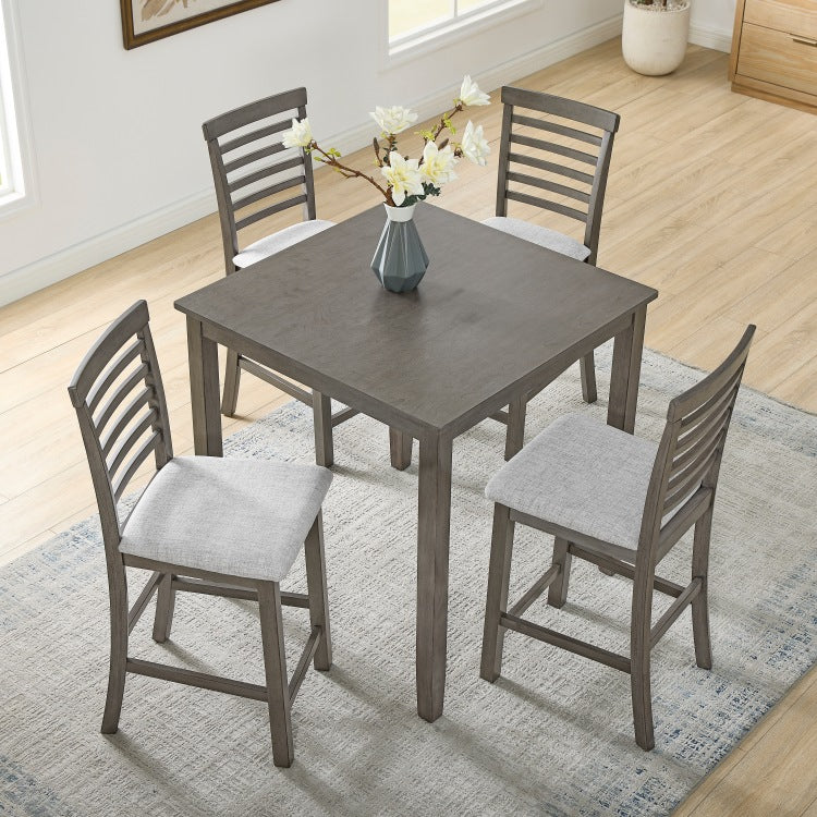 Dining Table, Bar Table And Chairs Set, 5 Piece Dining Table Set,Retro Style Breakfast Table Set,For Living Room, Dining Room Gray Requires Assembly