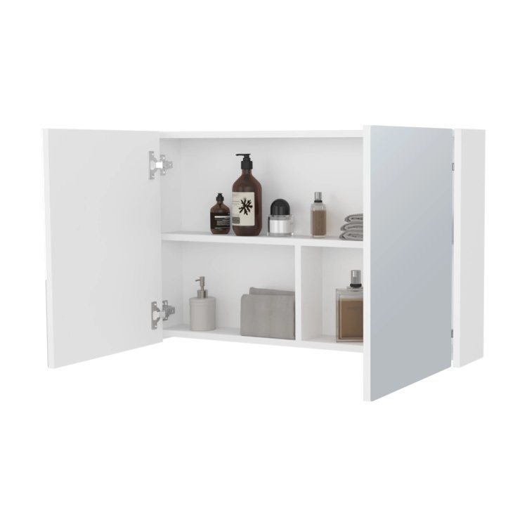 White Medicine Cabinet With Included Mirrors And 2 Doors