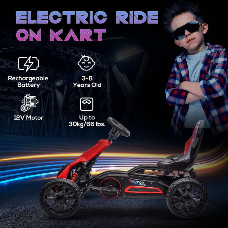 Aosom 12V Electric Go Kart For Kids, Outdoor Ride On Toy With Forward Backward Drive & Adjustable Speed, Gift For Child 3 8 Years Old, Red