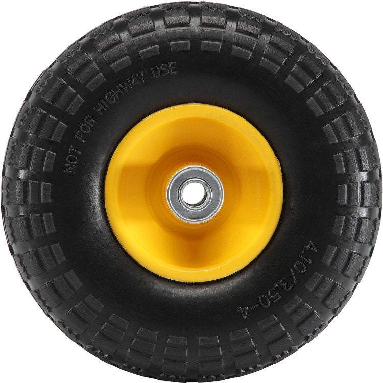 Solid Pu Run Flat Tire Wheel, 10", 2 Pack, 400 Lbs Dynamic Load, 450 Lbs Static Load, Flat Free Tubeless Tires And Wheels For Hand Truck, Utility Cart, Dollies, Garden Trailers, Various Carts