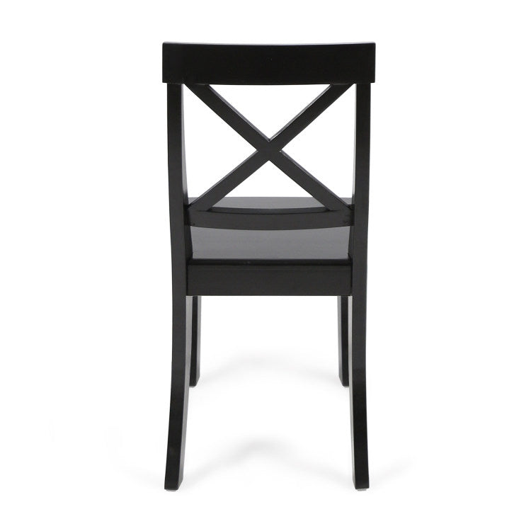Roshan Farmhouse Acacia Wood Dining Chairs, Black Set Of 2