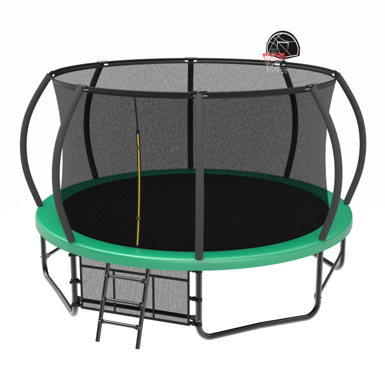 14Ft Trampoline With Enclosure Recreational Trampolines With Ladder And Antirust Coating, Astm Approval Outdoor Trampoline For Kids