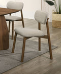 Mid Century Modern Style 2Pc Side Chair Upholstered Polyester Walnut And Beige Finish Dining Room