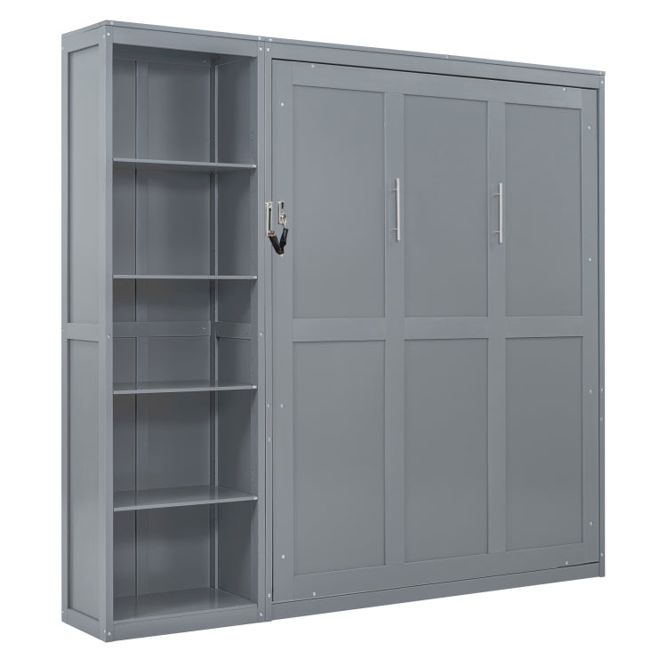 Queen Size Murphy Bed Wall Bed With Shelves,Gray Old Sku:Lp000697Aae 1