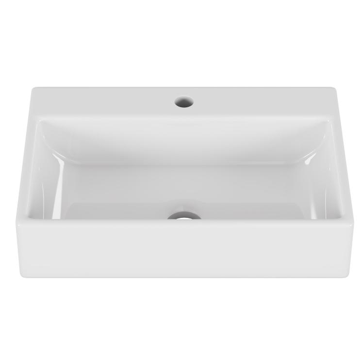20.6" Square Ceramic Vessel Sink Premium White Above Counter Basin