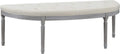 Coastal Button Tufted Light Beige Upholstered Bench With Weathered Gray Legs