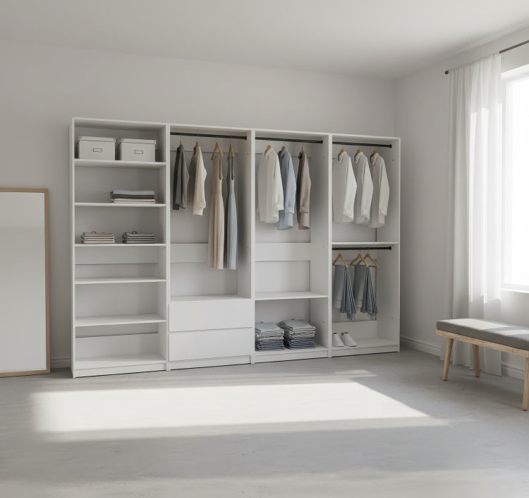 Prosper White Freestanding Walk In Wood Closet System