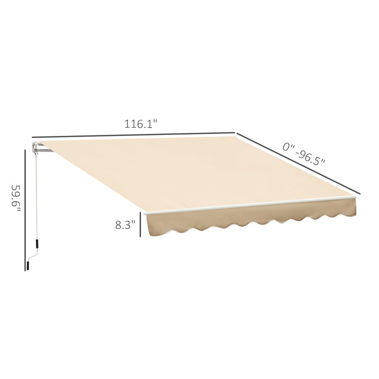 Outsunny 10' X 8' Retractable Awning, Patio Awnings, Sunshade Shelter W Manual Crank Handle, Uv & Water Resistant Fabric And Aluminum Frame For Deck, Balcony, Yard, Beige
