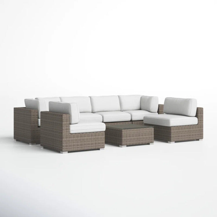 Lsi 6 Person All Weather Wicker Patio Set With Premium Cushions No Assembly Needed