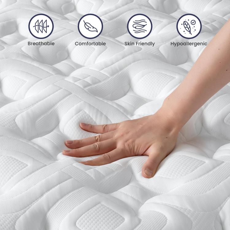 14 Inch Hybrid Mattress King Memory Foam & Pocket Spring Bed Cooling, Pressure Relief, Back & Hip Support Luxury Ergonomic Mattress