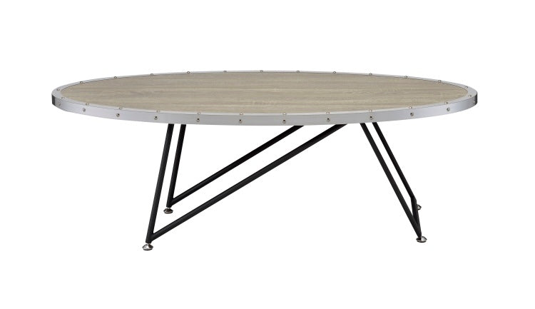 Allis Weathered Gray Oak & Metal Finish Coffee Table