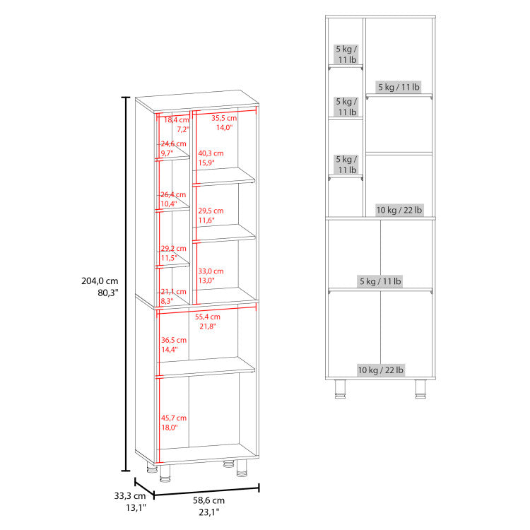 Burton Kitchen Pantry With 2 Doors, Adjustable Shelves, Side Shelves, Compact Storage Cabinet For Kitchen Organization