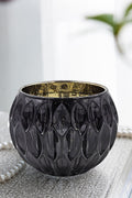 5.9" Shiny Black Oval Cutout Text Glass Gold Mercury Interior, 4 Pack