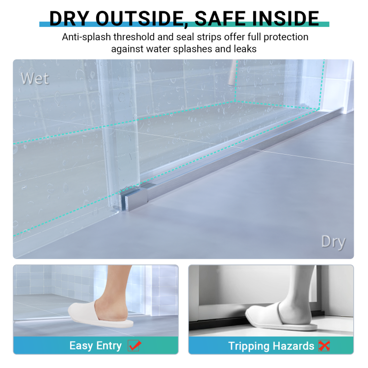 56" 60" W X 76" H Single Sliding Shower Door, Frameless Bathroom Sliding Door With 1 4" 6Mm Tempered Glass For Walk In Shower, Brushed Nickel Cm 25D06 60Bnx