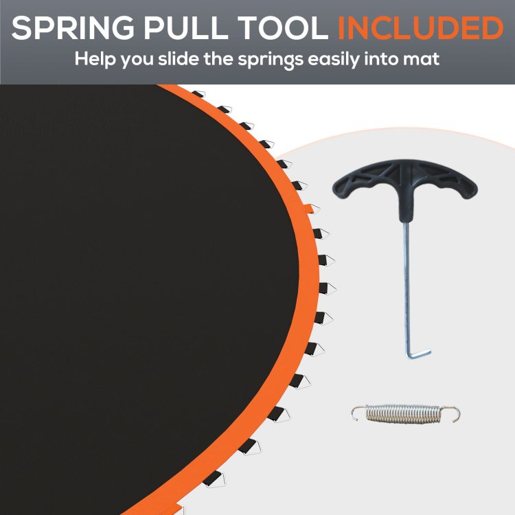 Soozier Trampoline Replacement Mat, Fits 12' Trampoline With 72 V Hooks & 5.5" Springs, Trampoline Mat With 8 Rows Of Stitching & Spring Pull Tool Spring & Frame Not Included , Orange