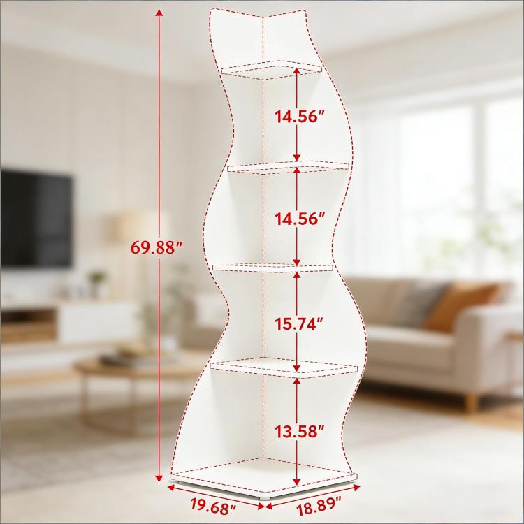 5 Tier Wall Corner Bookshelf Corner Shelf Storage Rack Plant Stand