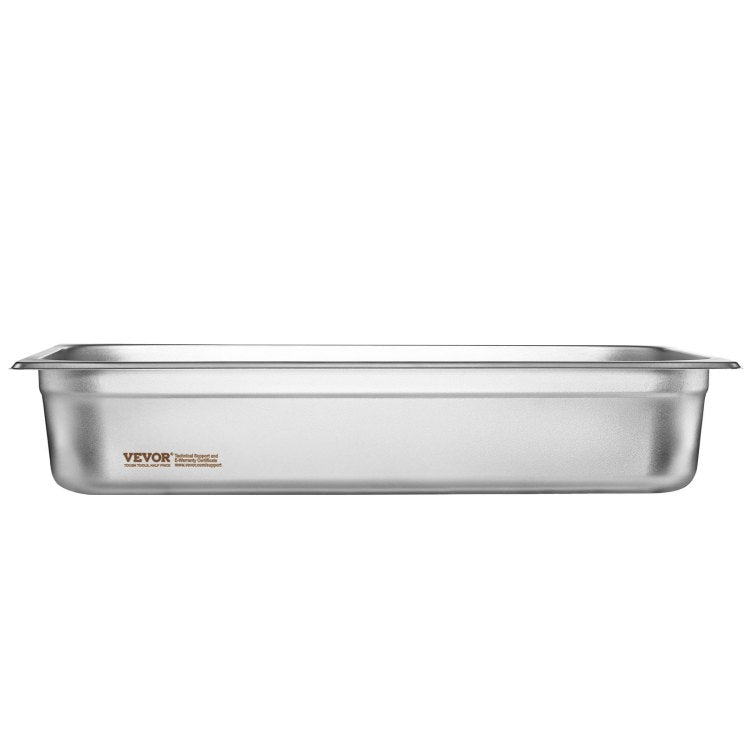 6 Pack Hotel Pans, Full Size Anti Jam Steam Pan, 0.8Mm Thick Stainless Steel Restaurant Steam Table Pan, 4 Inch Deep Commercial Table Pan, Catering Storage Food Pan, For Industrial & Scientific