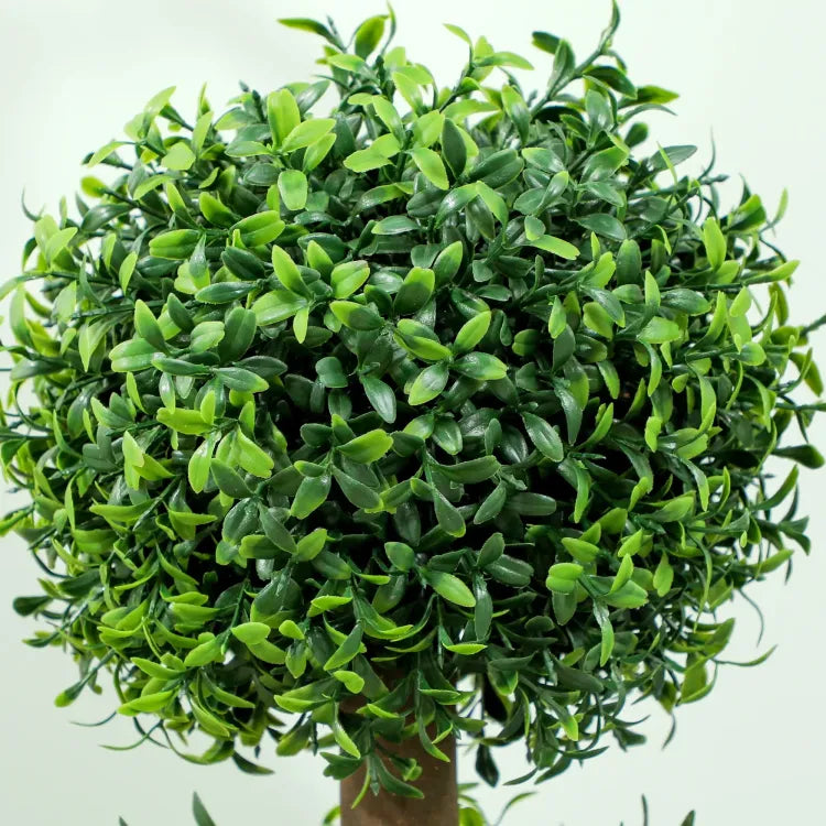 2 Pcs Set. Artificial Ball Boxwood Topiary Trees, Fake Plants In Pot