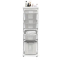 4 Tier Laundry Hamper Sorter, Laundry Storage Organizer With Wheels Removable Rolling Laundry Baskets, Bathroom Cart For Dirty Clothes, White