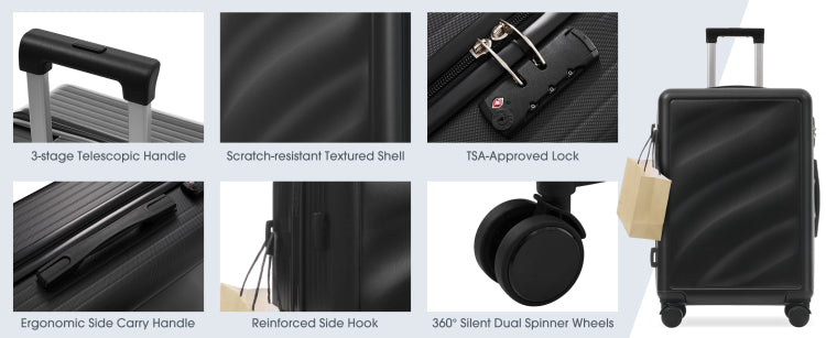 Luggage Set 3 Piece, Lightweight Durable Abs Suitcases With Spinner Wheels And Tsa Lock, Carry On & Checked Travel Luggage 20" 24" 28"