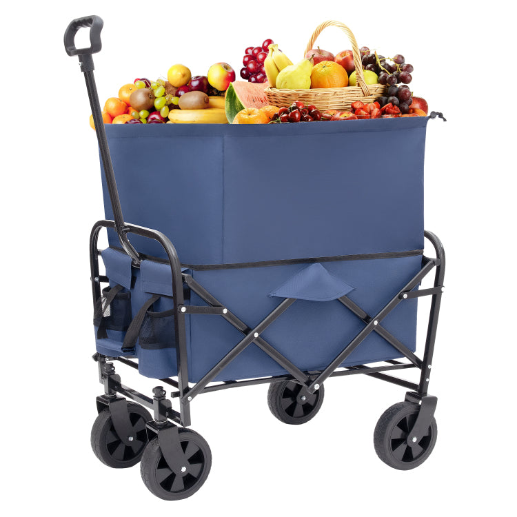 Minimeetall Multi Use Bag,Collapsible Foldable Wagon Cart Beach Wagon Heavy Duty Utility Cart Utility Wagon Grocery Cart For For Camping 3Pcs Plastic Liner Bag Cover , Dark Blue