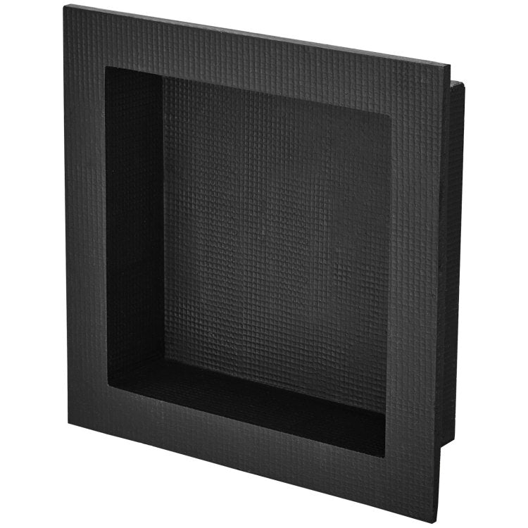 Shower Niche Ready For Tile 16" X 16", Single Shelf Organizer, Square Corners Wall Inserted Niche Recessed, Sealed Protection Modern Soap Storage Niche For Shower Bathroom, Black