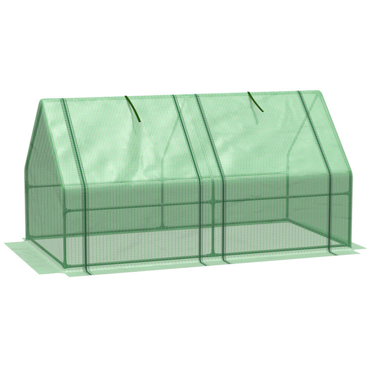 Outsunny 6' X 3' X 3' Portable Mini Greenhouse Outdoor Garden With Large Zipper Doors And Water Uv Pe Cover, Green