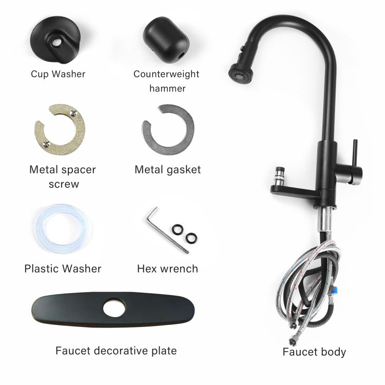 3 In 1 Kitchen Faucet With Press Type Glass Rinser, High Arc Pull Down Sprayer Faucet, 3 Function Spray Mode, Matte Black Finish, For Modern Kitchen Sink