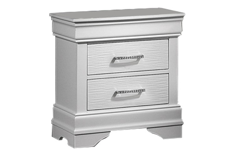 Modern Sleek Bedside Table White 1Pc Nightstand Bedroom Furniture Accent Handles Spacious Drawers